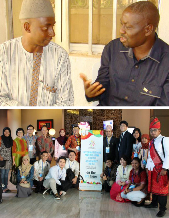Arriba: Líderes Musulmanes y Cristianos discuten los desafíos de la cooperación interreligiosa en el  Sur de Estado de Kaduna. Abajo: Líderes jóvenes de la región ASEAN se reunieron en Yakarta para una Asamblea Interconfesional de Jóvenes.  