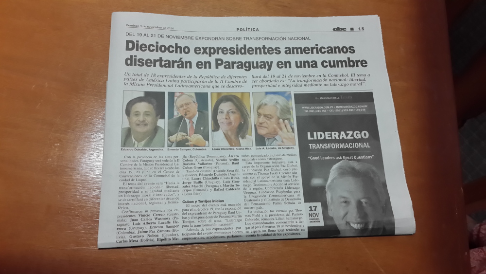 Cubrimiento de Medios Internacionales sobre la Convención Paz Global 2014 en Paraguay