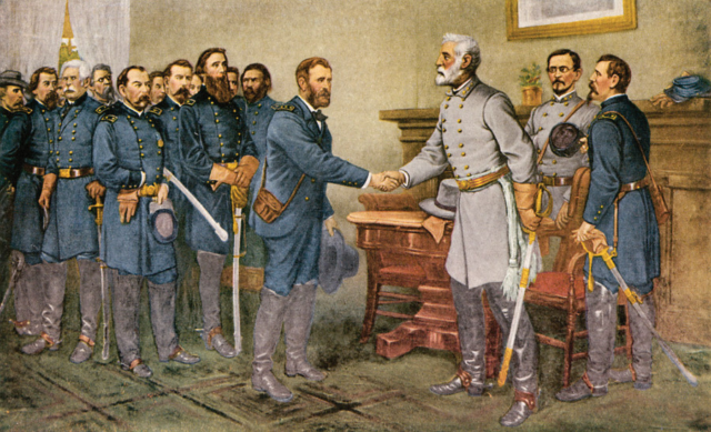 La rendición del General Lee durante la finalización de la Guerra Civil de EEUU